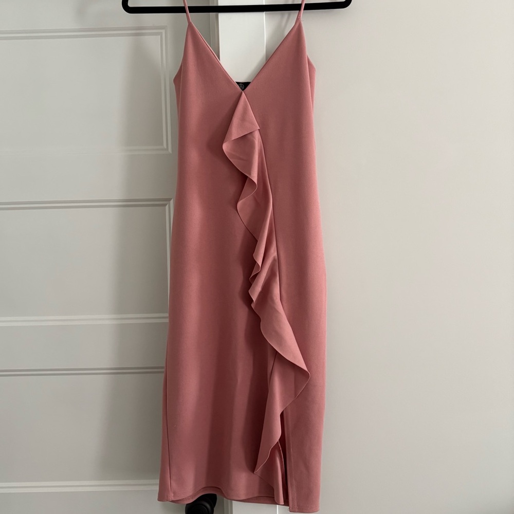 Elegant Pink Ruffle Dress